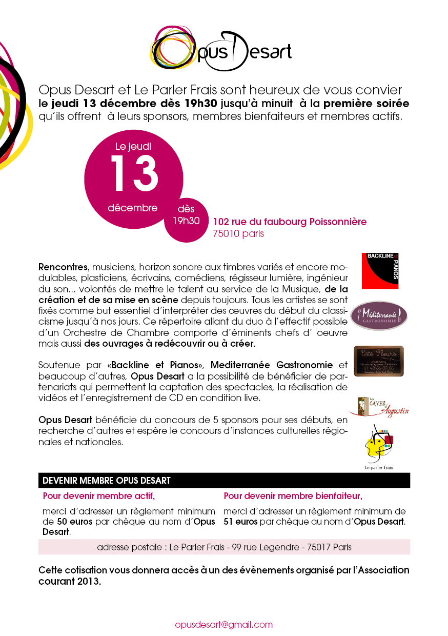 Opus des Arts 1" décembre
